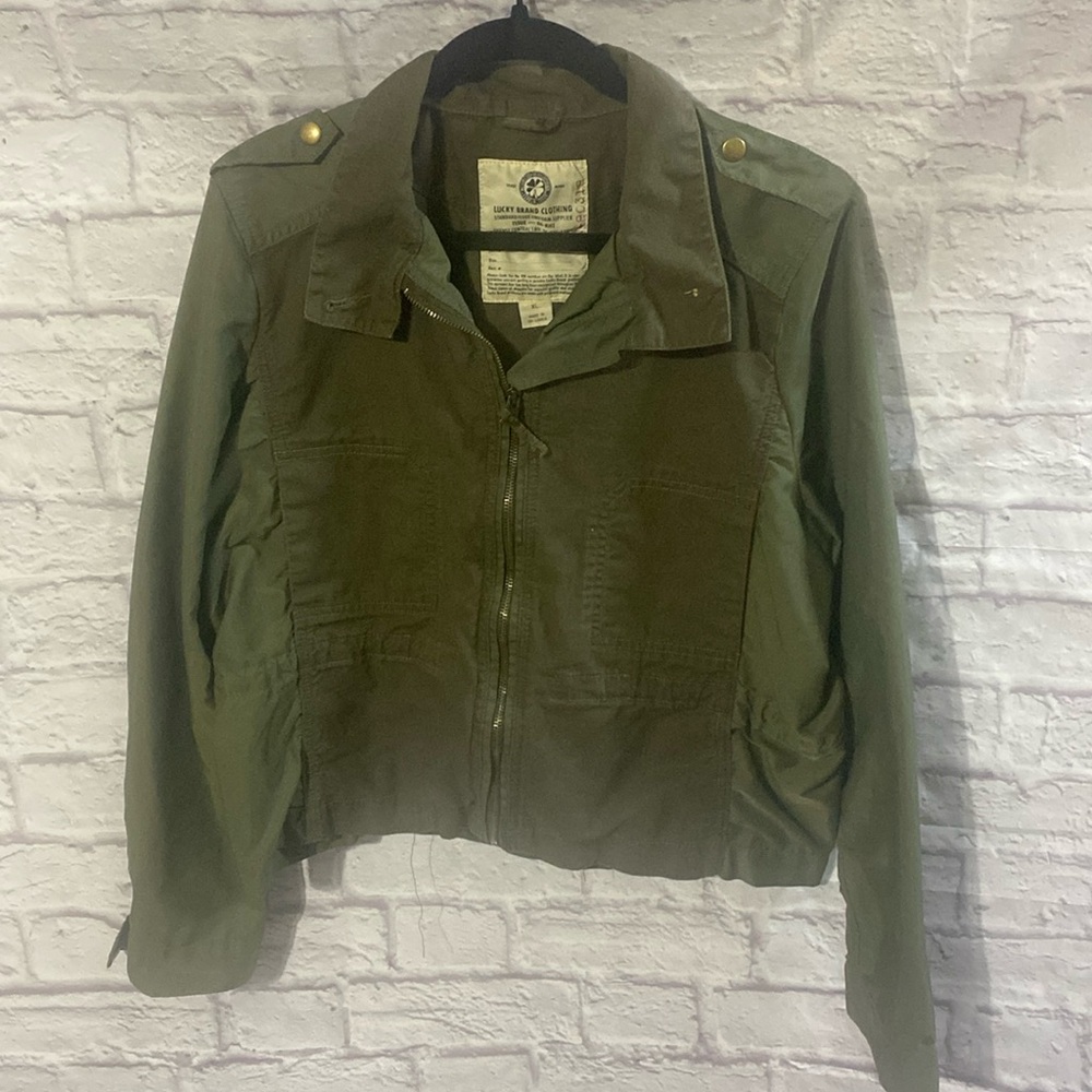 Lucky Brand Green Griffith Military Zip Front Utility Jacket Women's Size XL